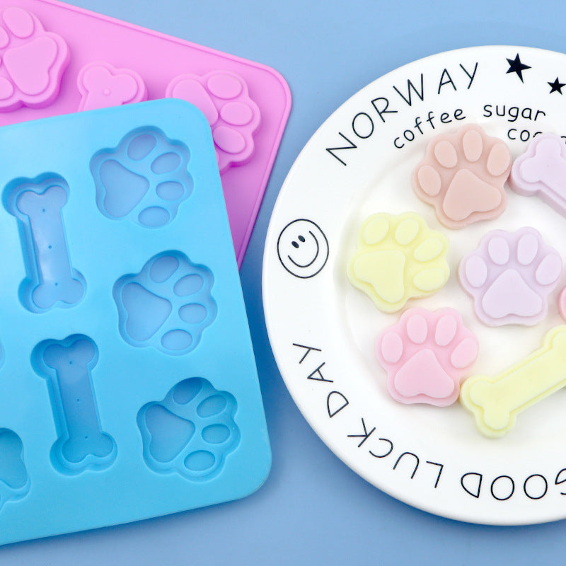 6-piece Cat's Paw Plus Bone Silicone Cake Mold Aroma Mold High Temperature Resistant Easily Removable Mold Cute Claw